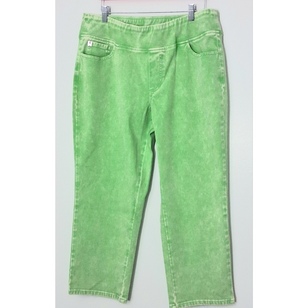 Belle Beach by Kim Gravel Jeans Size 16 Bright Green Delray Denim Cropped Preown